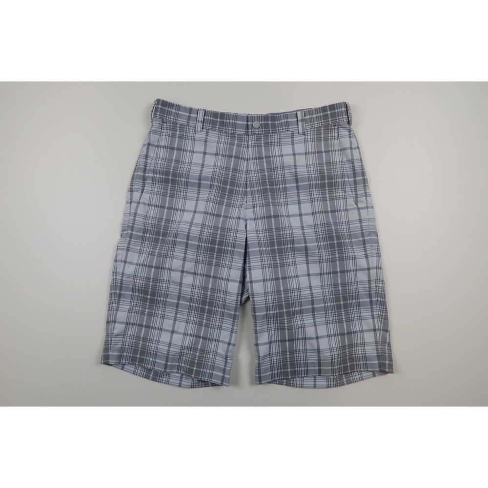 Nike Golf Shorts Men's 32 Gray Checks Plaid Performance Stretch Flat Front